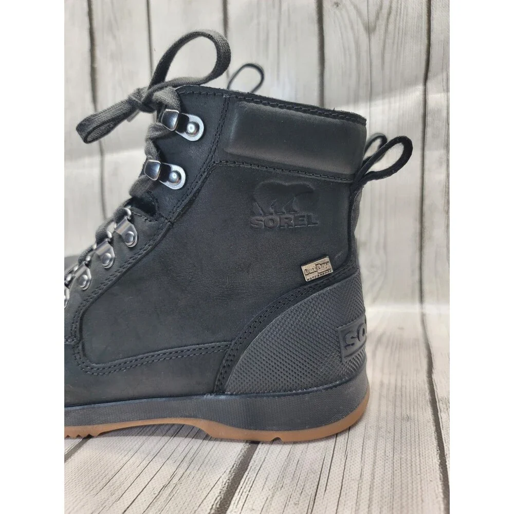 SOREL Ankeny II Mid Insulated Waterproof Boots Men's 9.5 US Black Leather OutDry